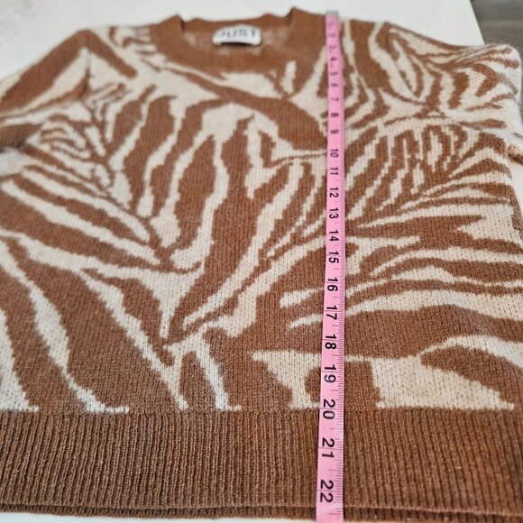 Just Female Sweater Medium Jungle Knit Wool Mohair Animal Print Brown/White - Picture 10 of 12
